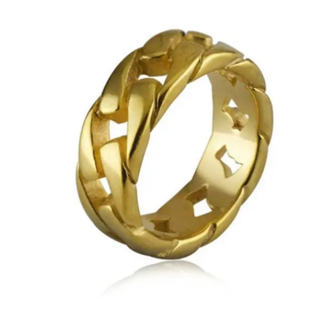 - 18k Gold Vermeil Chain Ring Size 8